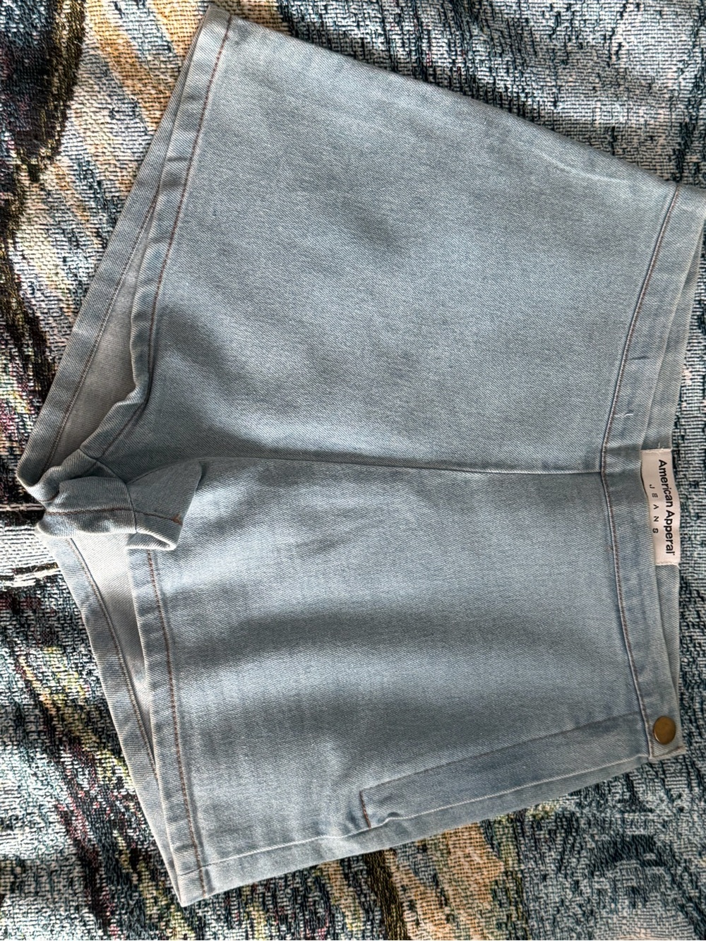 American Apparel Pale Blue High-Waist Denim Shorts